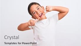  Presentation with fingers - Slide set featuring beautiful kid boy wearing casual t-shirt standing over isolated white background smiling cheerful showing and pointing with fingers teeth and mouth dental health concept background and a white colored foreground
