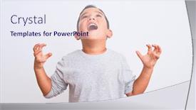  Presentation with frustration - PPT theme consisting of beautiful-kid-boy-wearing-grey background and a sky blue colored foreground