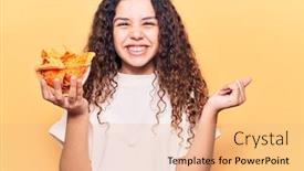  Presentation with potato chips - Audience pleasing presentation consisting of beautiful-kid-girl-with-curly backdrop and a coral colored foreground