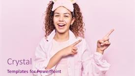  Presentation with sleep - Amazing PPT theme having beautiful-kid-girl-with-curly backdrop and a lemonade colored foreground