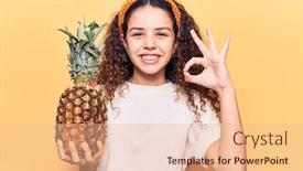  Presentation with pineapple - Presentation theme featuring beautiful-kid-girl-with-curly background and a lemonade colored foreground