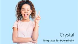  Presentation with curly hair - Presentation theme featuring beautiful-kid-girl-with-curly background and a cool aqua colored foreground