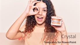  Presentation with orthodontic - Beautiful slides featuring beautiful-kid-girl-with-curly backdrop and a coral colored foreground