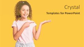  Presentation with curly hair - Cool new slides with beautiful-kid-girl-with-curly backdrop and a yellow colored foreground