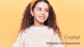  Presentation with curly hair - Slides enhanced with beautiful-kid-girl-with-curly background and a lemonade colored foreground