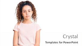  Presentation with angry kid - Slide deck with beautiful-kid-girl-with-curly background and a sky blue colored foreground