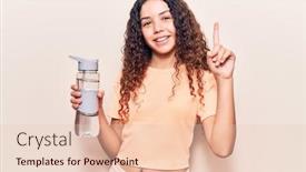  Presentation with bottle water - PPT theme consisting of beautiful-kid-girl-with-curly background and a lemonade colored foreground