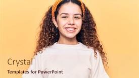  Presentation with curly hair - Colorful presentation design enhanced with beautiful-kid-girl-with-curly backdrop and a lemonade colored foreground