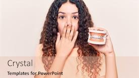  Presentation with curly hair - PPT layouts having beautiful-kid-girl-with-curly background and a coral colored foreground