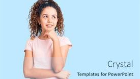  Presentation with curly hair - Amazing PPT theme having beautiful-kid-girl-with-curly backdrop and a cool aqua colored foreground