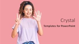  Presentation with curly hair - Beautiful presentation theme featuring beautiful-kid-girl-with-curly backdrop and a coral colored foreground