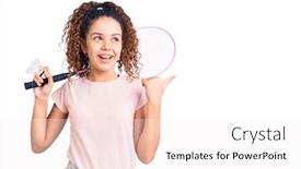  Presentation with badminton - Colorful slide deck enhanced with beautiful-kid-girl-with-curly backdrop and a sky blue colored foreground