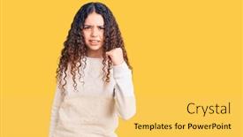  Presentation with anger kid - Colorful slide set enhanced with beautiful-kid-girl-with-curly backdrop and a yellow colored foreground