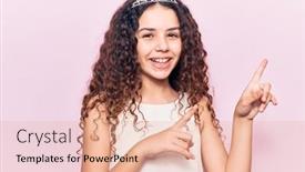  Presentation with curly hair - Slide set enhanced with beautiful-kid-girl-with-curly background and a coral colored foreground