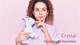  Presentation with doll - PPT theme consisting of beautiful-kid-girl-with-curly background and a lemonade colored foreground