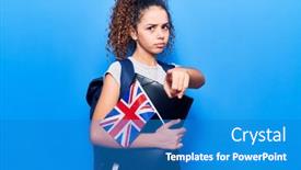  Presentation with binder - Presentation theme with beautiful-kid-girl-with-curly background and a teal colored foreground