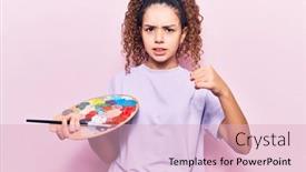  Presentation with anger kid - Colorful presentation enhanced with beautiful-kid-girl-with-curly backdrop and a lemonade colored foreground