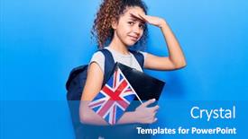  Presentation with angry kid - Beautiful presentation theme featuring beautiful-kid-girl-with-curly backdrop and a teal colored foreground