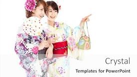  Presentation with kimono - Presentation having beautiful-kimono-women-portrait background and a white colored foreground