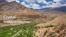  Presentation with village india - Amazing slides having beautiful ladakh landscape of green backdrop and a coral colored foreground