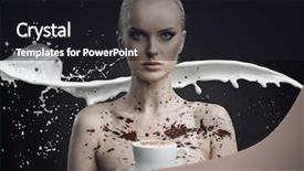  Presentation with water cup - PPT layouts enhanced with beautiful lady holding coffee cup background and a dark gray colored foreground