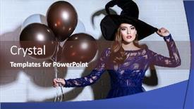  Presentation with masquerade - PPT theme consisting of beautiful-lady-in-a-costume background and a tawny brown colored foreground