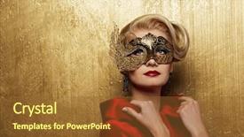  Presentation with cyber crime hood and mask - Beautiful presentation theme featuring beautiful lady in carnival mask backdrop and a tawny brown colored foreground