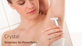  Presentation with shaving - Slides having beautiful-lady-shaving-her-armpit background and a coral colored foreground