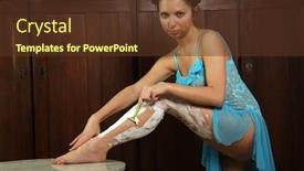  Presentation with shaving - Colorful slide set enhanced with beautiful lady shaving her legs backdrop and a tawny brown colored foreground