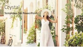  Presentation with lady - Presentation design enhanced with beautiful lady walking down background and a lemonade colored foreground