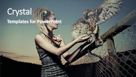  Presentation with eagle - Colorful PPT theme enhanced with beautiful lady with eagle backdrop and a ocean colored foreground