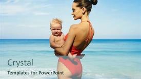  Presentation with baby girl - Slide deck with beautiful-lady-with-little-baby background and a light blue colored foreground