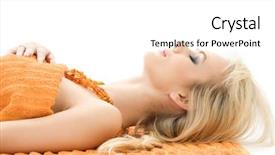  Presentation with spa salon - Slides with angio - beautiful lady with orange towels background and a white colored foreground