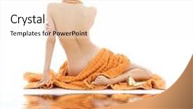  Presentation with white sand - Colorful PPT layouts enhanced with beautiful lady with orange towels on white sand backdrop and a white colored foreground