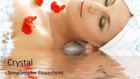  Presentation with lady - PPT theme consisting of angio - beautiful lady with red flowers background and a coral colored foreground