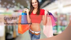  Presentation with lady - Audience pleasing PPT layouts consisting of beautiful-lady-with-shopping-bags backdrop and a coral colored foreground
