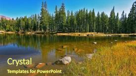  Presentation with yosemite - Theme featuring beautiful lake and fur-trees in national park yosemite on road on tioga pass background and a tawny brown colored foreground