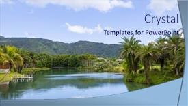  Presentation with sky - Presentation theme consisting of beautiful-lake-and-the-sky background and a  colored foreground