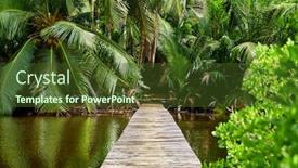  Presentation with lake - Slide set with beautiful-lake-at-seychelles-mahe background and a tawny brown colored foreground