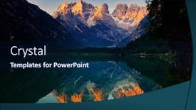  Presentation with summer trees - Cool new theme with beautiful-lake-at-sunrise backdrop and a navy blue colored foreground