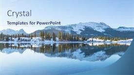  Presentation with rocky mountains - Slide set consisting of beautiful-lake-at-sunrise background and a  colored foreground