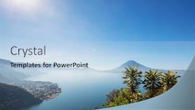  Presentation with guatemala - Audience pleasing PPT theme consisting of beautiful-lake-atitlan-and-volcanos backdrop and a light blue colored foreground