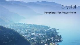  Presentation with central america - Colorful PPT theme enhanced with beautiful-lake-atitlan-and-volcanos backdrop and a light blue colored foreground