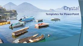  Presentation with central america - Audience pleasing slide deck consisting of beautiful-lake-atitlan-and-volcanos backdrop and a sky blue colored foreground