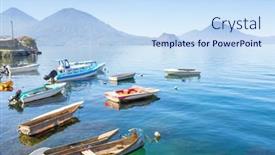  Presentation with central america - Amazing presentation theme having beautiful-lake-atitlan-and-volcanos backdrop and a sky blue colored foreground