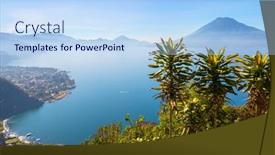  Presentation with central america - Slide deck featuring beautiful-lake-atitlan-and-volcanos background and a sky blue colored foreground