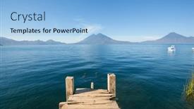  Presentation with guatemala - PPT layouts having beautiful-lake-atitlan-and-volcanos background and a light blue colored foreground