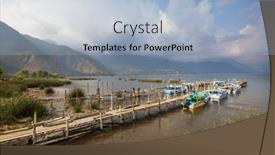  Presentation with guatemala - PPT layouts consisting of beautiful-lake-atitlan-and-volcanos background and a light blue colored foreground