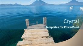  Presentation with guatemala - PPT theme with beautiful-lake-atitlan-and-volcanos background and a ocean colored foreground