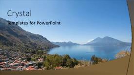  Presentation with central america - Presentation design having beautiful-lake-atitlan-and-volcanos background and a light blue colored foreground